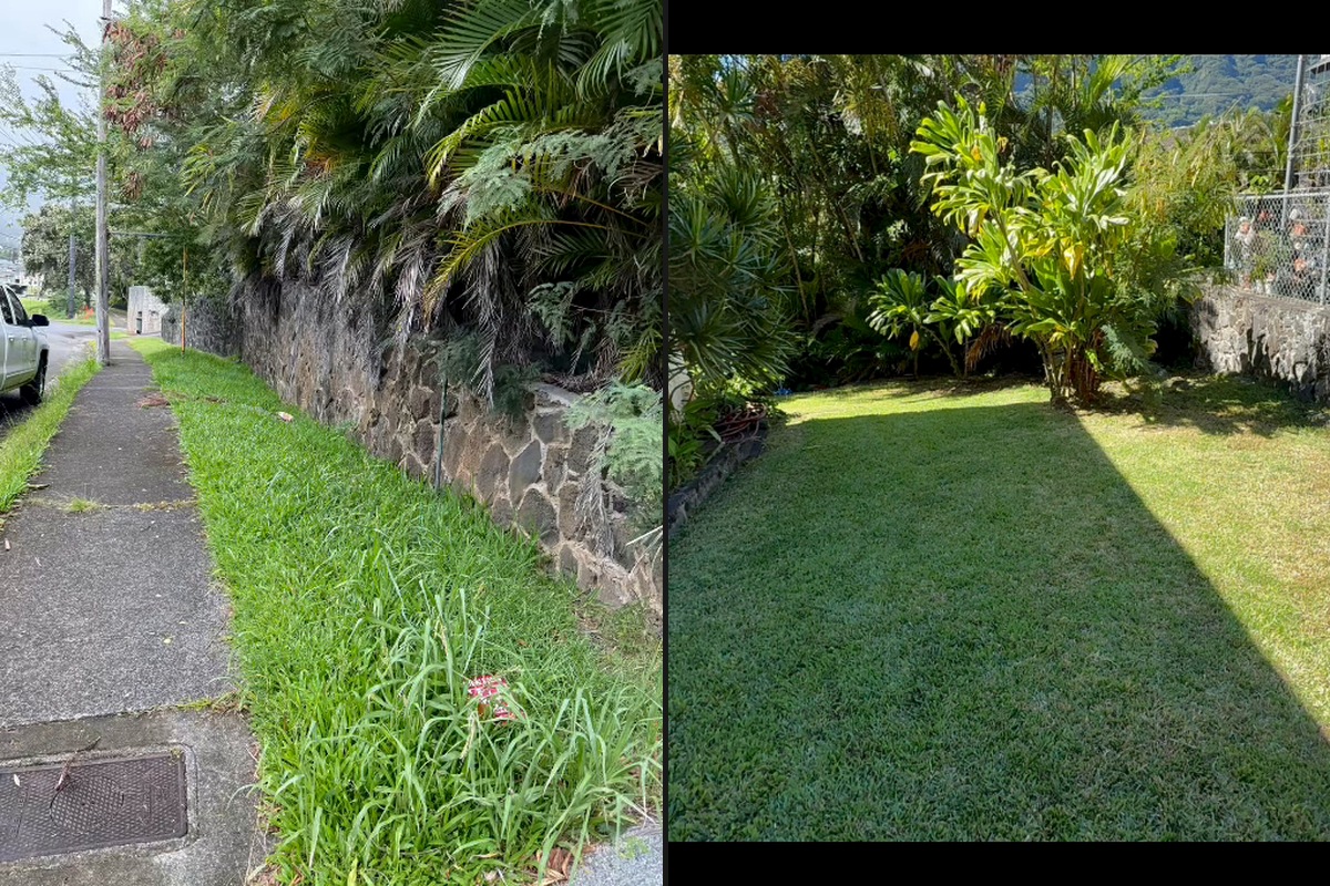 Lawn and property care work at an Oʻahu home