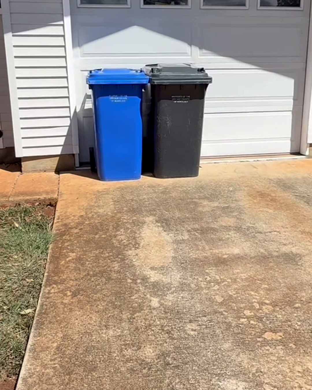 Before — The same exterior surface before and after pressure washing by Clean Route Systems