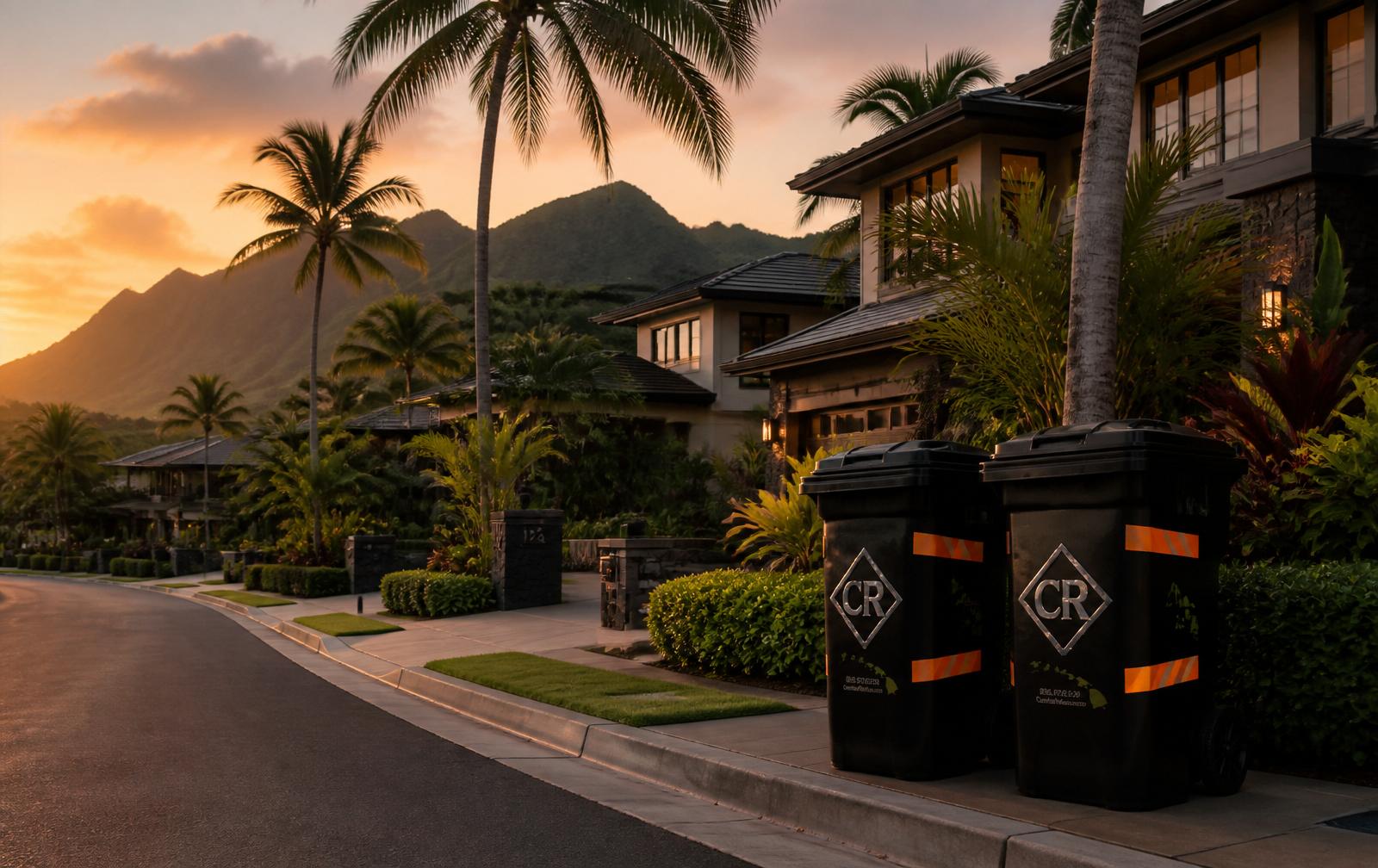 Oahu neighborhood at sunset